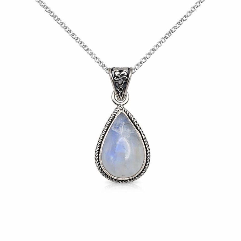 Moonstone Teardrop Pendant | Sterling Silver